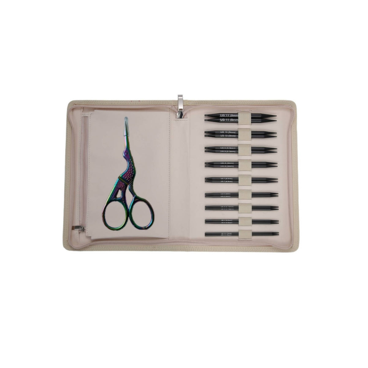 Aluminum Interchangeable Circular Knitting Needle Set Zippered Knitting with Cables Compact Flexible for Travel