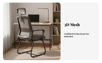 Ergonomic Design Sled Base Mesh Back Chair High Load Capacity Mesh Back Sled Chair Lightweight Office Furniture Anti-Tip and Non-Slip Feet for Students, Professionals, Guests, Dormitory, Home Study, Conference Room, Reception Area
