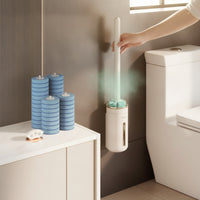 Toilet Brush with Refills Space-Saving Toilet Cleaning Set with Refills Scented Cleaner for Renters, Lavatory, Small Bathrooms, Rv