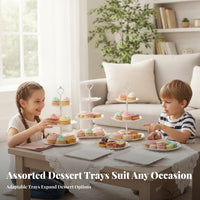 10 Pieces Lace-Like Three-Tier Square Stand Lightweight Three-Tier Round Stand Ornate Tiered Dessert Display Space-Saving Storage