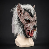 Wolf Headpiece with Synthetic Coat Realistic Wolf Headpiece Full-Head Headdress for Adults, Halloween, Cosplay, Spooky Attractions