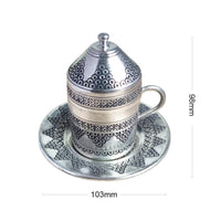 Lid Included Turkish Coffee Cup Engraved Coffee Cup and Saucer Embossed Tableware Geometric
