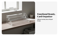 Acrylic Card Display Stand Space-Saving Clear Greeting Card Rack Easy Access Multi-Tier Flashcard Holder for Children, Desktop, Classroom, Home School