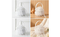 Lace-Trimmed Wedding Band Basket Small Band Basket with Handle Romantic Lovely for Engagement Proposal