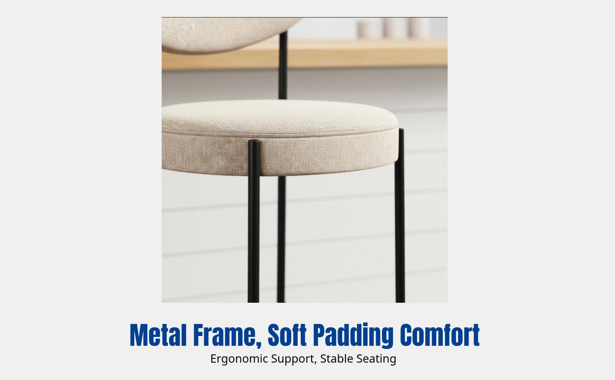 Nordic Designer Bar Stool, Modern High Stool, Home Counter Chair, Backrest, Metal Frame, Stylish Minimalist