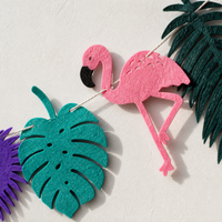 Tropical Flamingo Pineapple Cactus Non-Woven Birthday Banner Garland