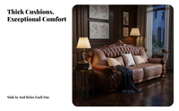 Ornate Carved Sofa Set European design Lounge Suite Genuine Leather Upholstery Household Furniture for Families, Villa, Living Room, Home leisure
