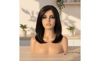 Mannequin Head Bust Realistic Mannequin Head with Hair Skin-Tone for Salons, Shop Displays