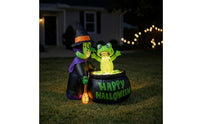 Inflatable Witch with Frog Built-in LED Inflatable Witch with Pot Bright Outdoor Decoration for Lawn