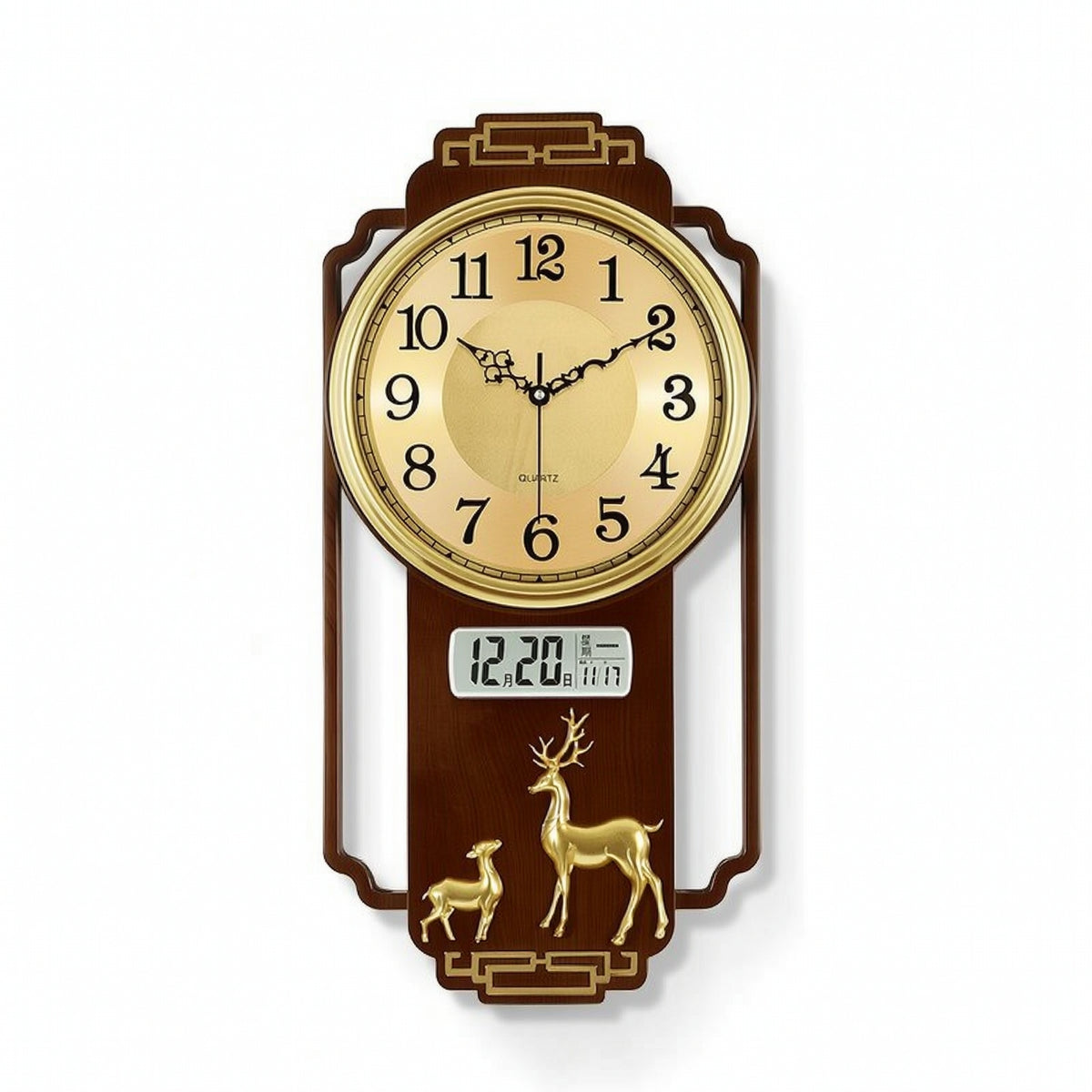 Vertical Wall Clock with Calendar Easy to Read Decorative Wall Clock Elegant Sleek for Entryway