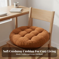 High Resilience Round Floor Cushion Overstuffed Construction Tufted Corduroy Cushion Multi-Purpose for Students, Office Workers, Bay Window
