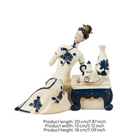 Chinese Lady Figurine Decorative Ceramic Lady Statue Slender Woman Sculpture for Entryway