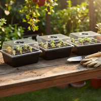 3 Pieces Vented Lid 12 Cell Tray Reusable 6 Cell Tray Sturdy Plastic Seedling Starter Kit for Plant Nursery