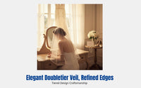 Bridal Veil, Double Tier Edged Veil with Comb, Simple Cream Wedding Headpiece, European Design, Photography Accessory