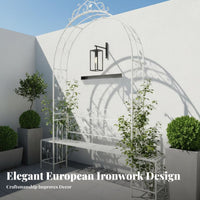 Elegant Design Garden Arch with Gate Ornate Scrollwork Metal Arbor with Gate Weather Resistant Climbing Plant Trellis Arch Heavy-Duty for Homeowners, Landscapers, Event Planners, Pathway, Patio, Yard