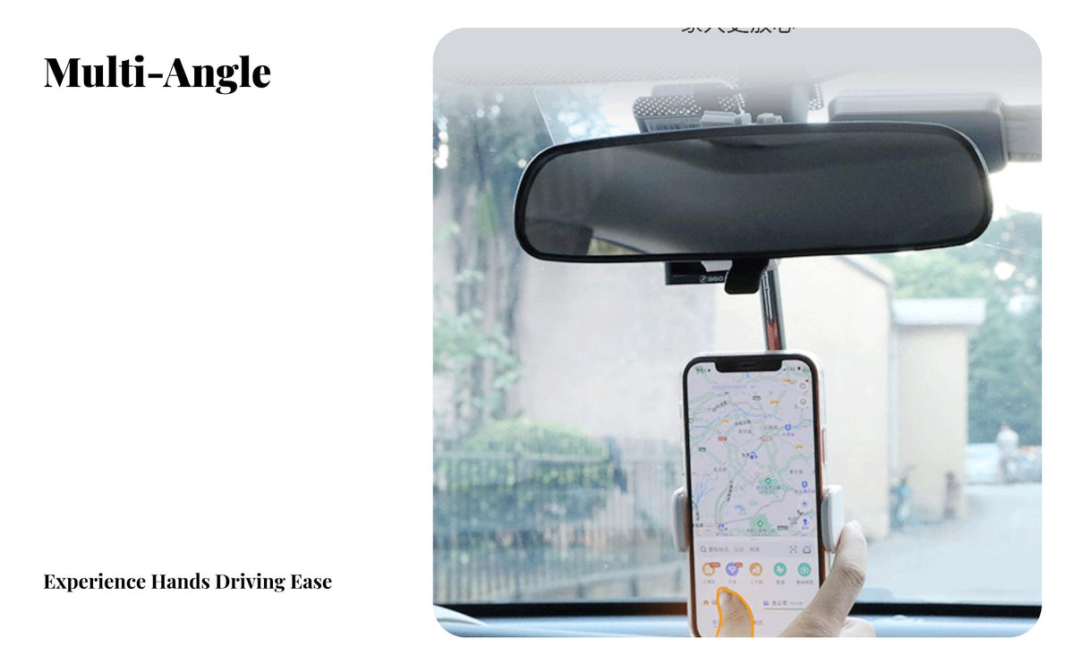Car Ph Single Mount 360 Degree Rotation Rearview Mirror Ph Single Holder Firm Hold Mobile Accessory for Passengers, Drivers, Back Seat, Navigation