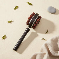 Solid Wood Beads Double-Sided Massage Hammer Ergonomic Design Massage Hammer Lightweight Long Handle Back Massager Portable for Null