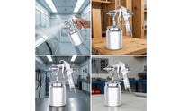 Compact Pneumatic Spray High-Atomization Spray with Metal Cup Comfortable Grip Paint Sprayer Wide Fan Pattern for DIYers, Workshops