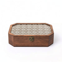 Wooden Box with Glass Lid Hinged Desktop Organizer with Glass Lid Dust-Proof