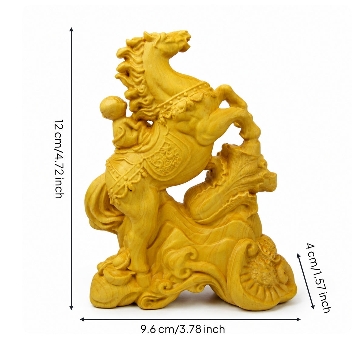 Horse Figurine Decorative Wood Figurine Auspicious Carved Ornament for Collectors, Display Shelf, Study