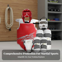 Padded Taekwondo Safety Gear Set Shock Absorbing Taekwondo Sparring Gear Set Sponge Filling Full Body Sparring Protective Gear Long-Lasting for Combat Arts Practiti Single Rs, Adults, Beginners, Training, Competition, Dojang, Dojo