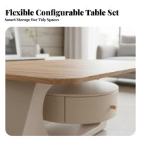 2 Pieces Modern Design Nesting Table Combo Minimalist design Household Furniture Light Luxury Space-Saving for Apartment Dwellers, Homeowners, Students, Living Room, Small Spaces, Lounge Area, Office