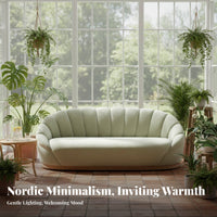 USA-inspired Rustic aesthetic Curved Backrest Settee Small Apartment suitable Curved Banquette Modern Minimalist Sofa Nordic visually pleasing for duos, Families, residents, Bedroom, Lounge Area, Entryway, Office