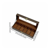 6 Slot Watch Box Cushioned Compartments 6-Slot Watch Box Metal Latch