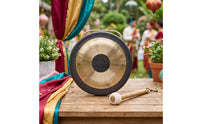 Gong with Mallet Resounding Brass Gong Traditional Percussion for Sound Effects, Temple Fairs