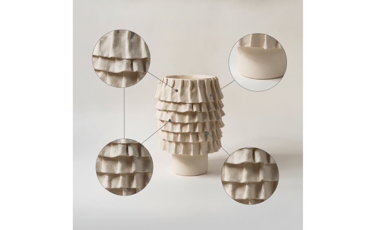 Vase with Wrinkled Texture Contemporary Resin Vase Sturdy for Shelves