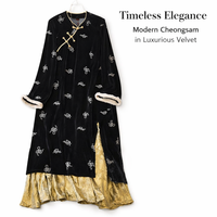 Chinese Dress Long Sleeve Velvet Cheongsam for Women Plus Size, Embroidered Floral Qipao for Formal Events and Cultural Gatherings