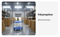 Double Deck Push Cart High Load Capacity Base Trolley with Guardrails Heavy Duty Warehouse Transport Trolley for Factory Workers, Workshop, Garage