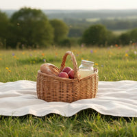 Rattan Picnic Basket Pastoral Style Handmade Wicker Basket Versatile for Wedding