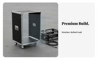 Thickened Metal Frame Rolling Flight Case Heavy-Duty Construction Mobile Audio Rack Reinforced Corners Portable Sound Equipment Case With Casters for DJs, Musicians, Outdoor Events, Home Theater, Studio, Conference Room