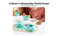 Social Interaction Wooden Toy Tea Set Realistic Design Pretend Afternoon Tea Set Screen-Unrestricted Fun Paint for Preschoolers, Toddlers
