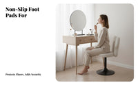 rotate Function Round plush Stool French design Makeup Chair Light Luxury Vanity Seat Sturdy Metal Legs for Women, Home Decorators, Homeowners, Bedroom, boudoir, Walk-in Closet