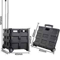 Large Capacity Portable Storage Box with Telescopic Handle Space Saving Foldable Crate with Handle Multi-Purpose Folding Shopping Cart on Wheels Heavy Duty for Seniors, Teachers, Moving