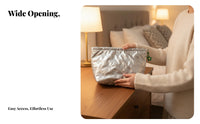 Quilted Makeup Pouch Multi-Functional Quilted Cosmetic Pouch Portable for Travel