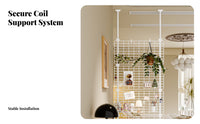 No-Drill Installation Tension Pole mesh Divider Space Saving Partition Screen Multi-Functional Organizer Rack Customizable Layout for Renters, Apartment Dwellers, Students, Bedroom, Home Office