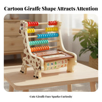 Wooden Counting Toy Cutout Side Panels Preschool Learning Giraffe Abacus Kids Math Toy for Children