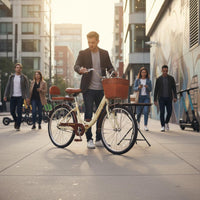 Foldable Design Lightweight Folding Cycle Airless Tires Step-Through City Bike Installation-Tool-Tool-Free Cycle with Front Basket Rear Cargo Rack for Commuting