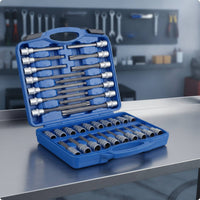 Socket and Bit Set Organized Tool Set with Carrying Case Clamshell Tool Kit with Carrying Case for Garage, Workshop