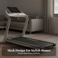 Shock Absorption Foldable Treadmill Quiet Engine Electric Folding Treadmill Safety Key Foldable Running Machine Real-Time Progress Tracking for Seekers, Indoor, Apartment