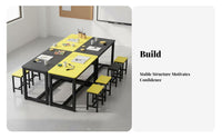 Double Layer Classroom Desk Sturdy Design Children's Art and Craft Table Rounded Corners Kids Table and Chair Set for Students, Playroom, Home