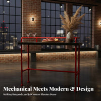 Counter Height Table with Stools High-Leg Design Narrow Counter Table with Stools factory-inspired appearance bar Set for homeowners, Kitchen, Living Room, Office