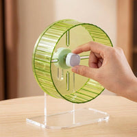 Silent Hamster Wheel with Adjustable Stand, 17cm Transparent Gerbil Wheel, Sturdy Exercise Spinner with Ridged Surface for Small Animals