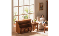 Walnut Dollhouse Display Cabinet Vintage Miniature Display Cabinet Wood Miniature Cupboard with Drawers Classic for Collectors