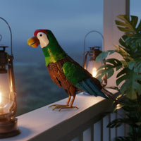 Artistic Design Parrot Statue Weather Resistant Metal Parrot Decor Vivid Colors Bird Garden Ornament Hand Painted for Outdoor, Yard