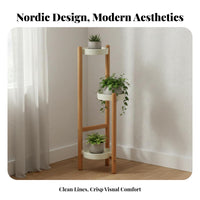 Nordic Design Multi-Tier Plant Stand Minimalist Aesthetic Tiered Corner Stand Space-Saving Design Display Shelf Stable Tripod Base for Gardeners, Homeowners, Living Room, Balcony, Bedroom, Office