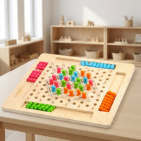 Triangular Peg Board Recessed Storage Wooden Triangle Game Triangle Peg Game Elastic Bands